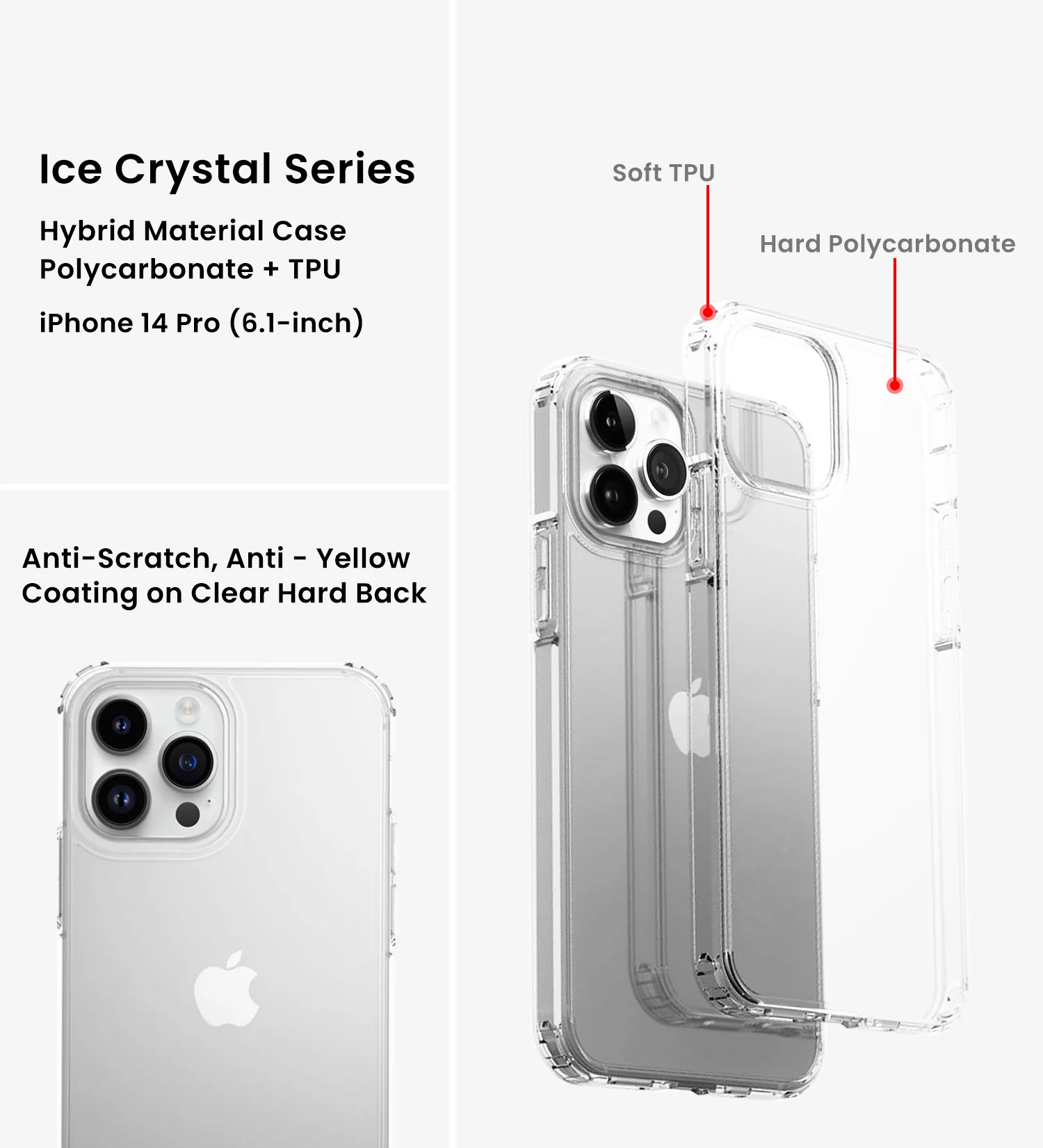Apple iPhone 14 Pro (6.1 inch) Back Cover | Ice Crystal Series, Crystal Clear - Image 2