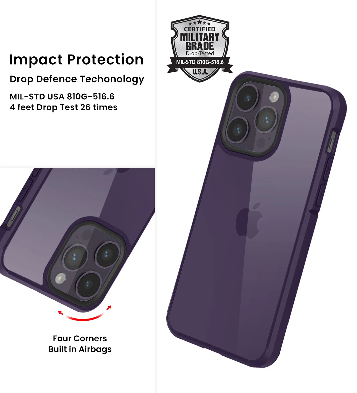 Apple iPhone 14 Pro (6.1 inch) Back Cover | Ice Crystal Series [Anti Yellow], Purple - Image 3