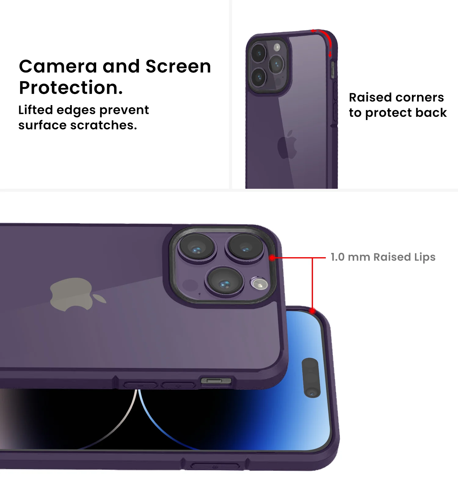 Apple iPhone 14 Pro (6.1 inch) Back Cover | Ice Crystal Series [Anti Yellow], Purple - Image 4