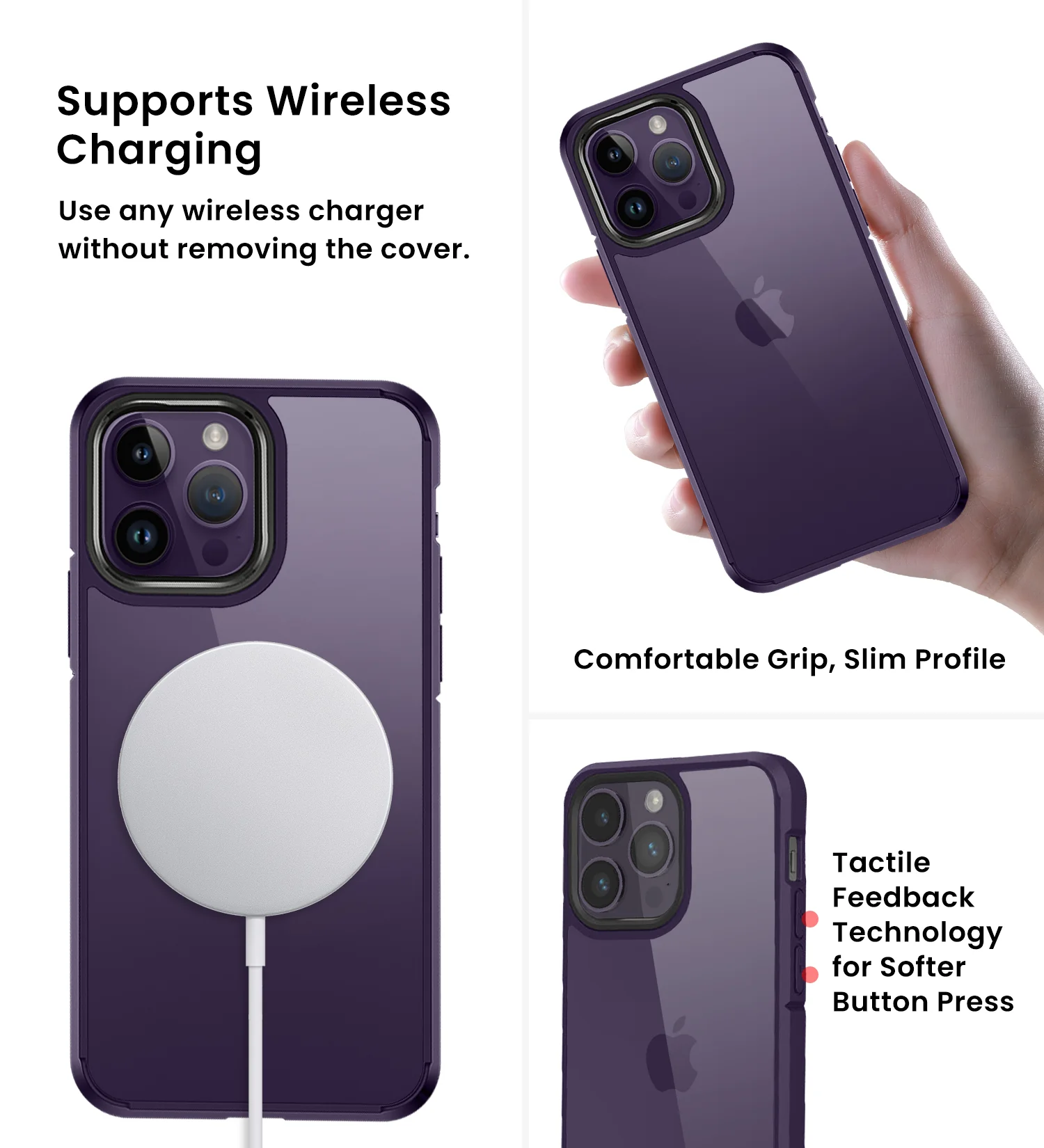 Apple iPhone 14 Pro (6.1 inch) Back Cover | Ice Crystal Series [Anti Yellow], Purple - Image 5