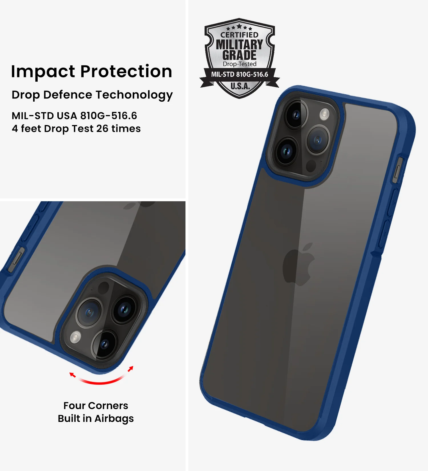Apple iPhone 14 Pro Max (6.7 inch) Back Cover | Ice Crystal Series [Anti Yellow], Deep Blue - Image 3