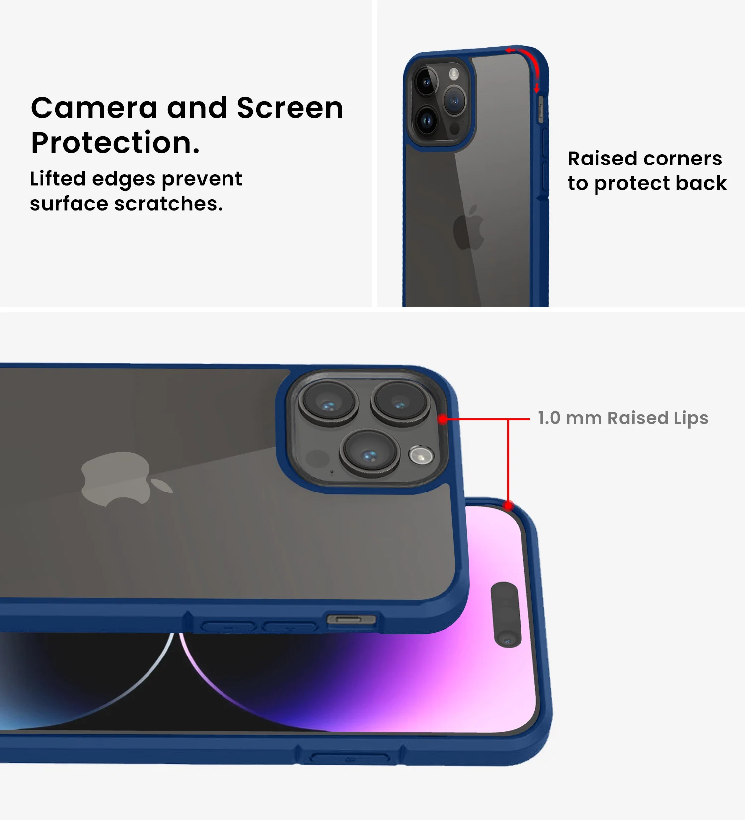 Apple iPhone 14 Pro Max (6.7 inch) Back Cover | Ice Crystal Series [Anti Yellow], Deep Blue - Image 4