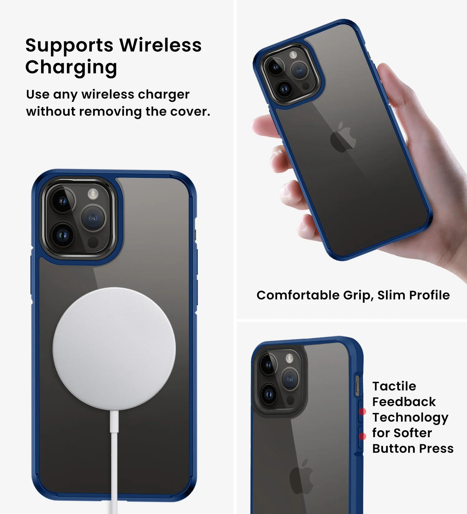 Apple iPhone 14 Pro Max (6.7 inch) Back Cover | Ice Crystal Series [Anti Yellow], Deep Blue - Image 5