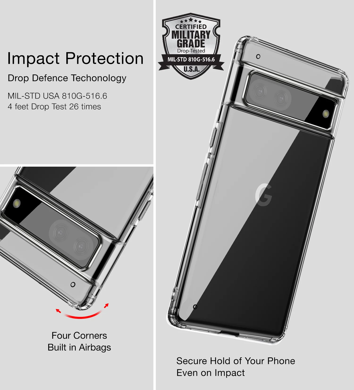 Google Pixel 7 5G (6.3 inch) Back Cover | Ice Crystal Series [Anti Yellow], Black Clear - Image 3