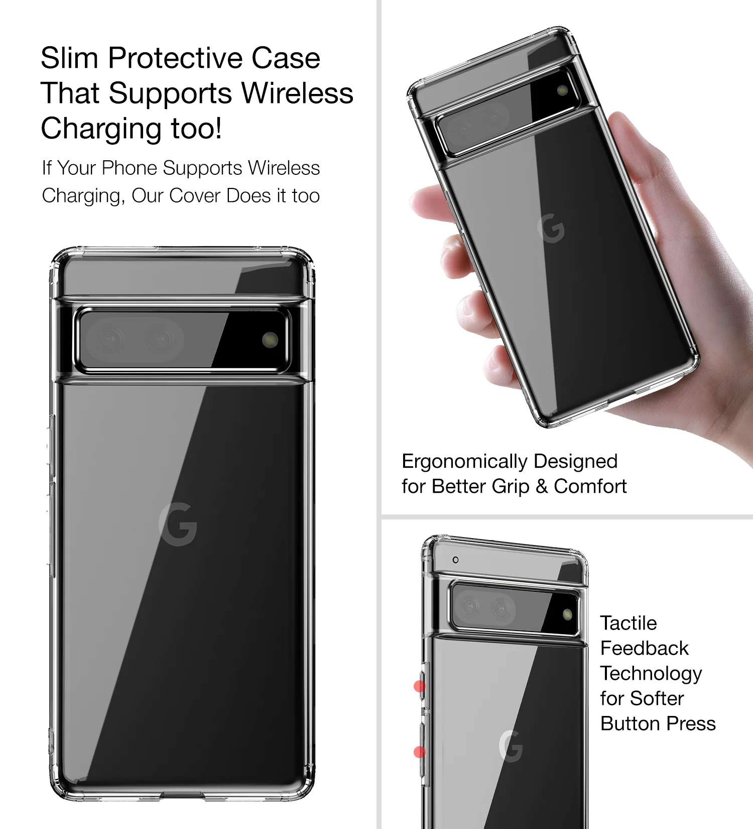 Google Pixel 7 5G (6.3 inch) Back Cover | Ice Crystal Series [Anti Yellow], Black Clear - Image 5