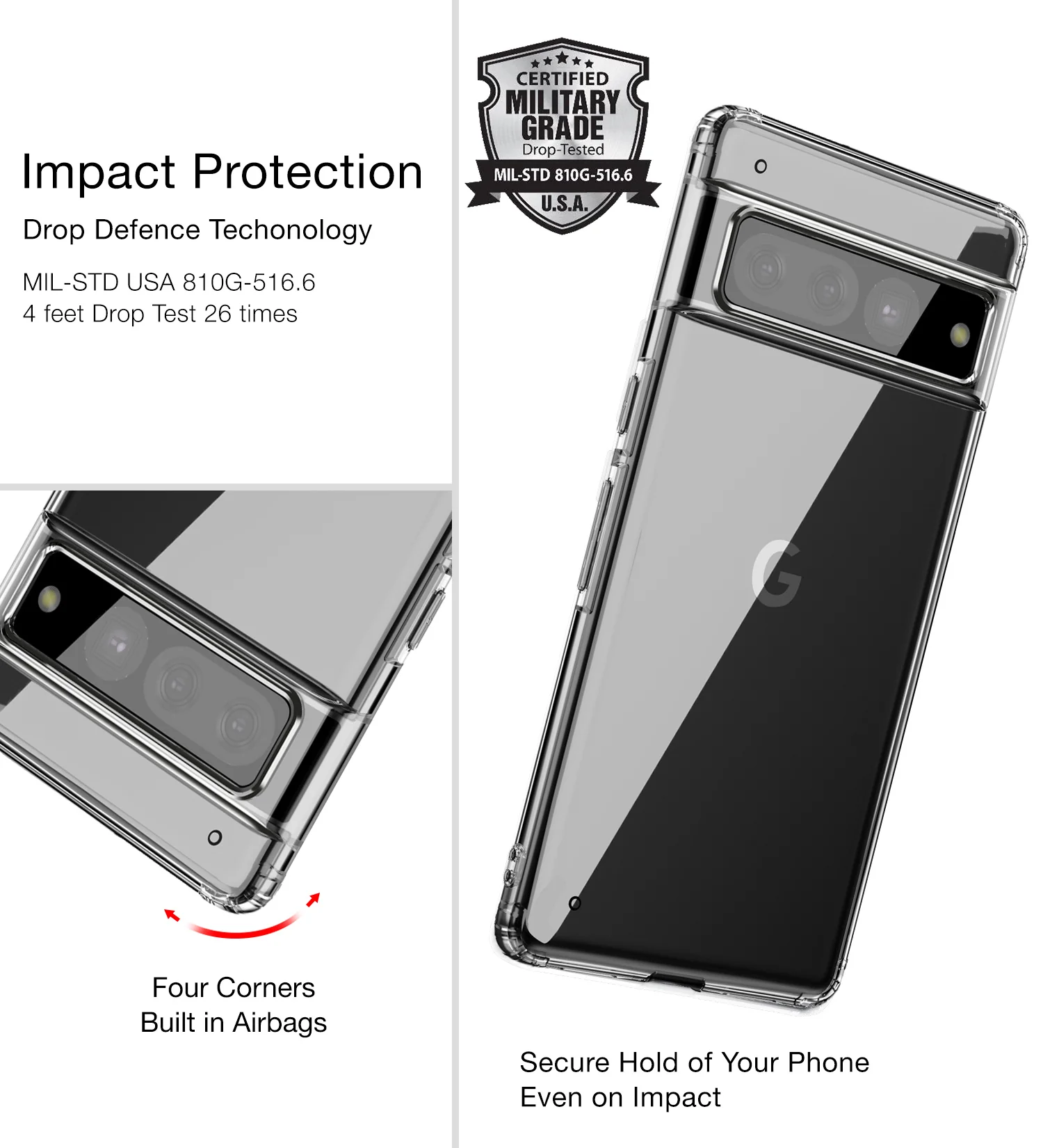 Google Pixel 7 Pro 5G (6.7 inch) Back Cover | Ice Crystal Series [Anti Yellow], Black Clear - Image 3