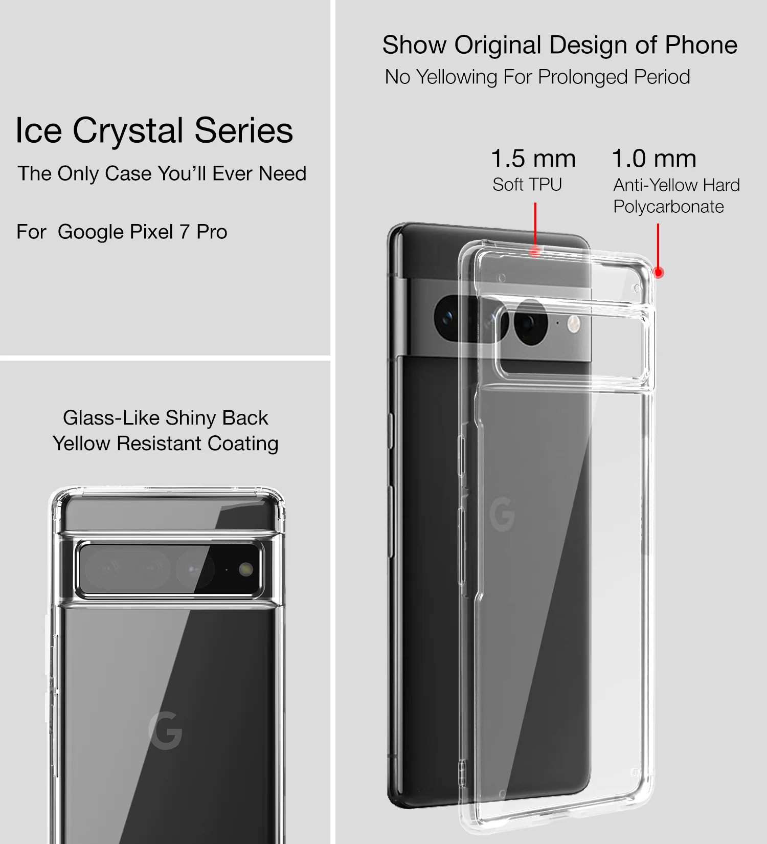 Google Pixel 7 Pro 5G (6.7 inch) Back Cover | Ice Crystal Series, Crystal Clear - Image 2
