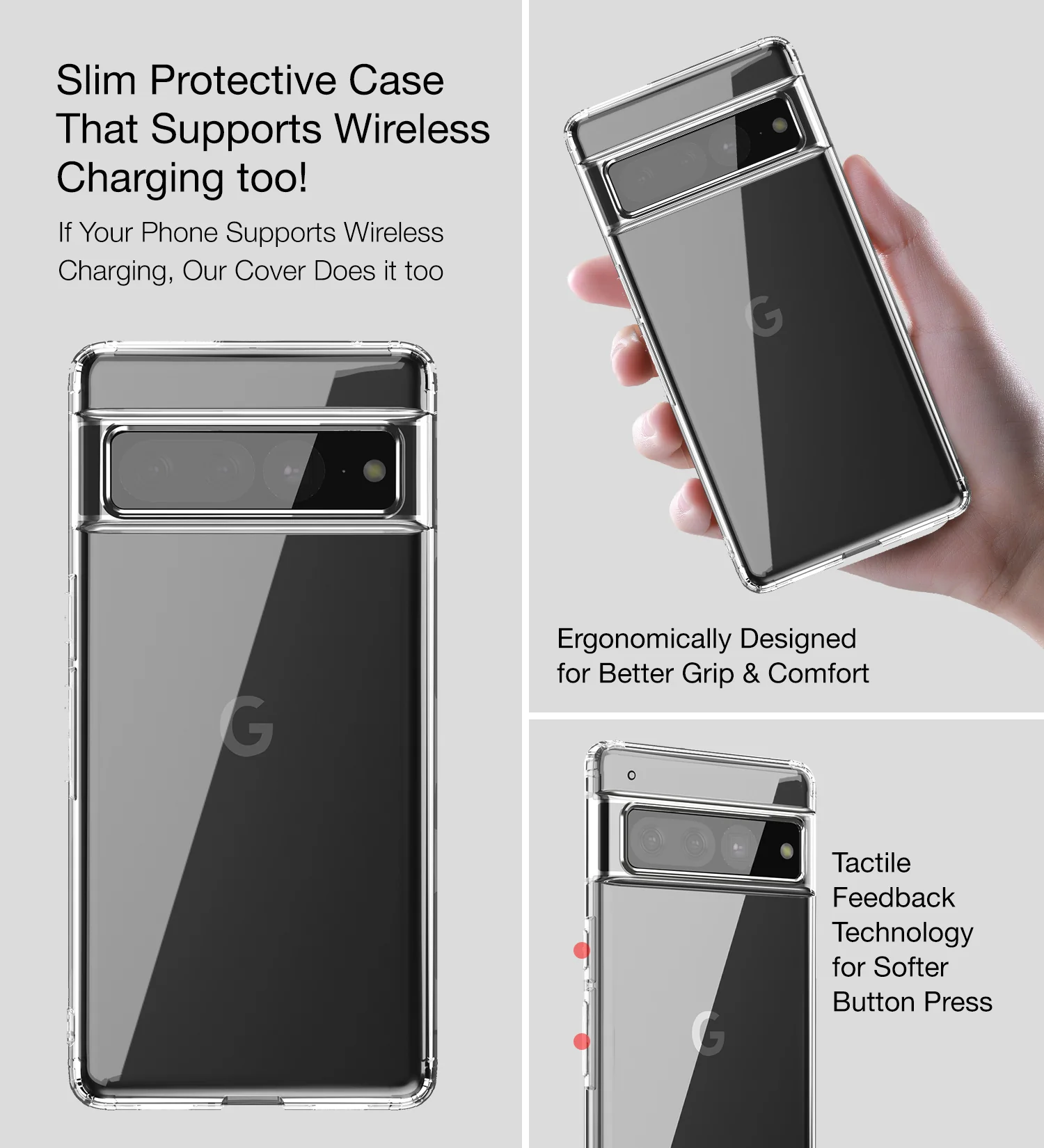 Google Pixel 7 Pro 5G (6.7 inch) Back Cover | Ice Crystal Series, Crystal Clear - Image 5