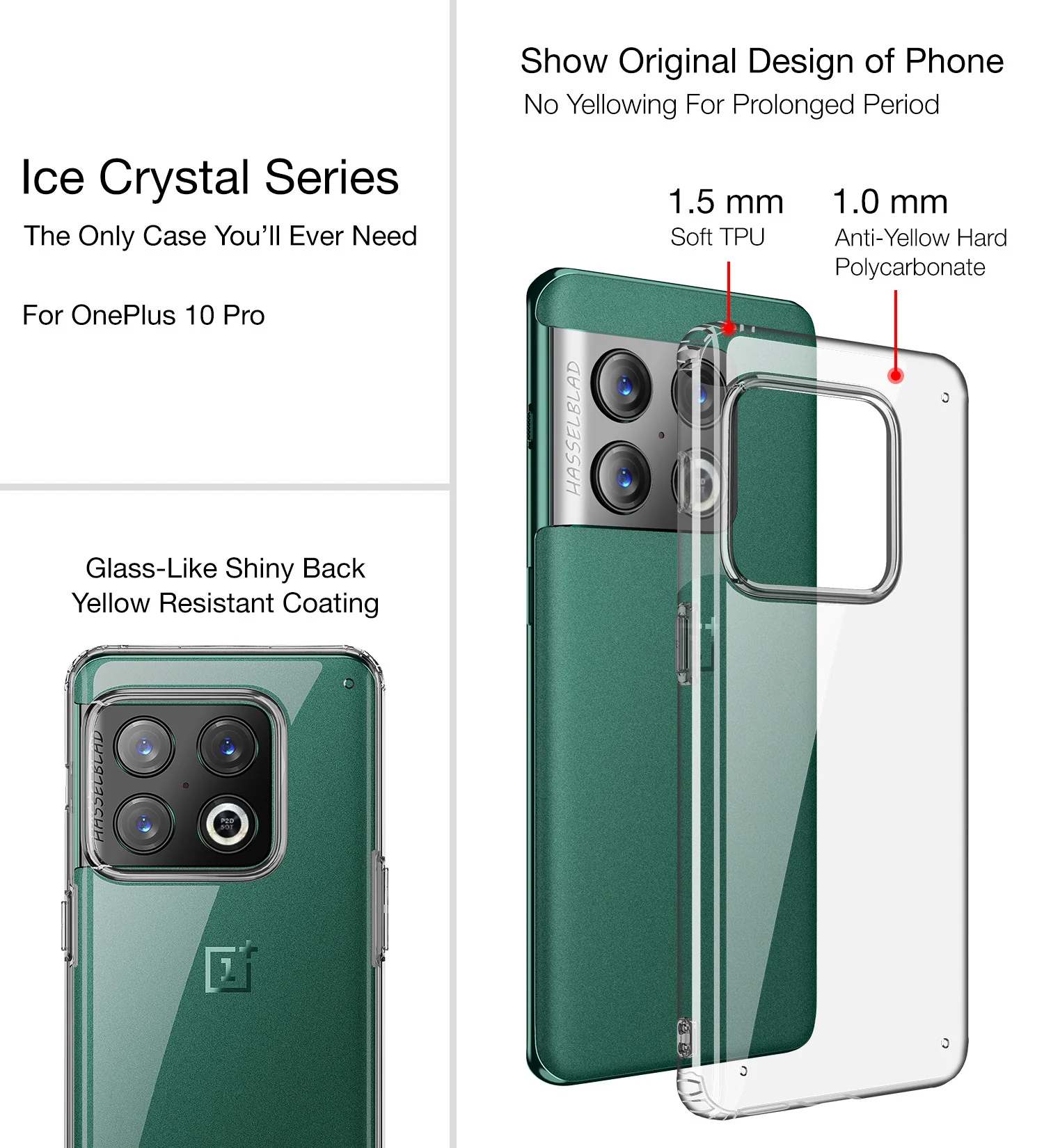 OnePlus 10 Pro 5G (6.7 inch) Back Cover | Ice Crystal Series [Anti Yellow], Black Clear - Image 2