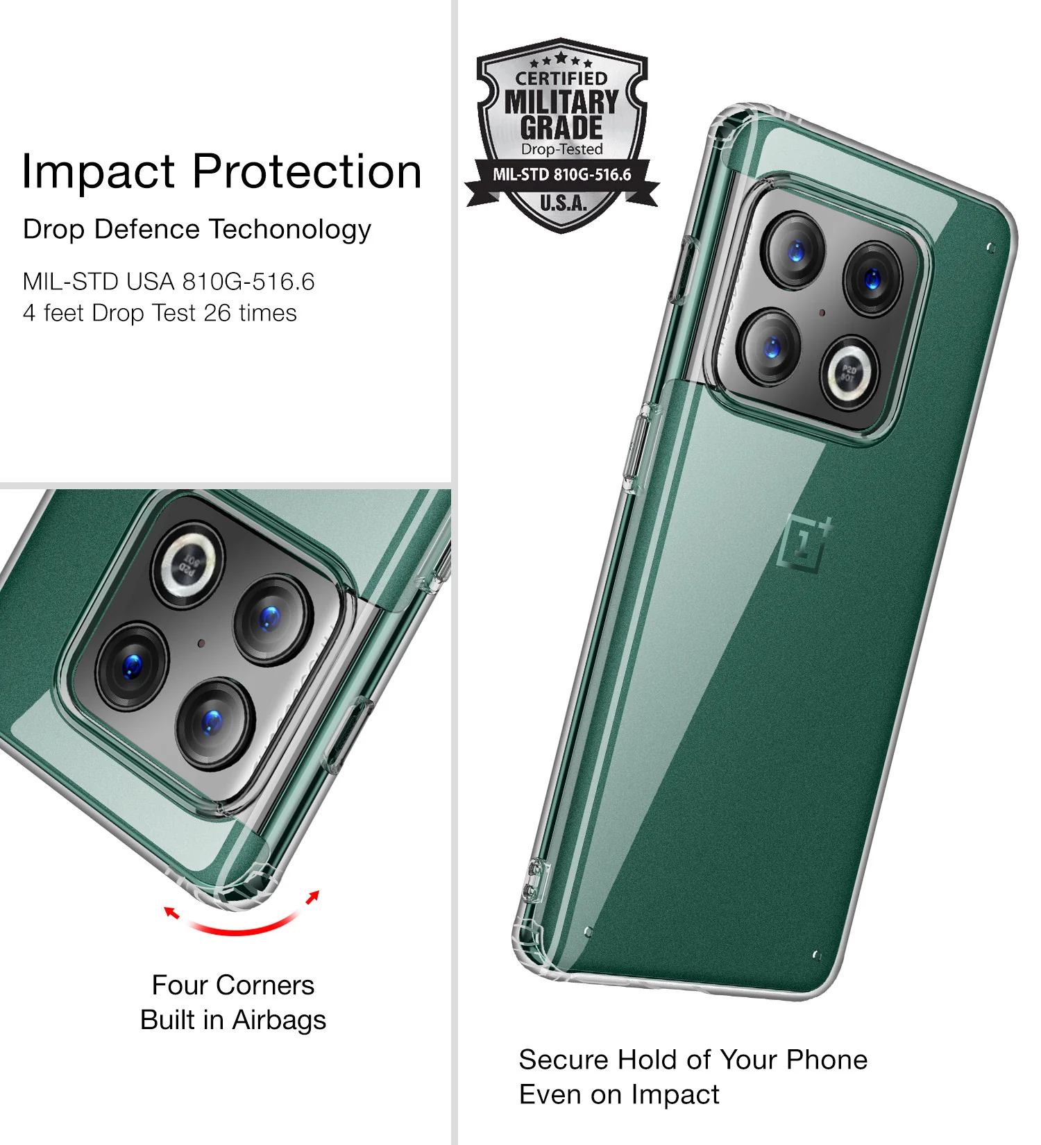 OnePlus 10 Pro 5G (6.7 inch) Back Cover | Ice Crystal Series [Anti Yellow], Black Clear - Image 3