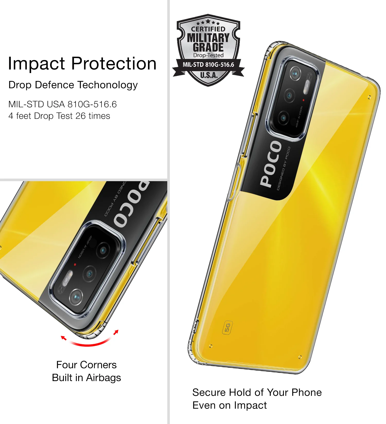 Poco M3 Pro 5G (6.5 inch) Back Cover | Ice Crystal Series [Anti Yellow], Black Clear - Image 3