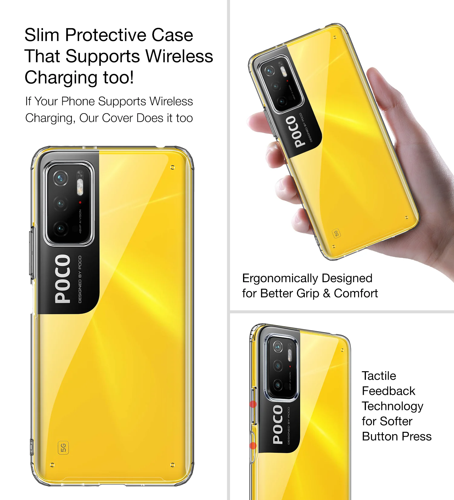 Poco M3 Pro 5G (6.5 inch) Back Cover | Ice Crystal Series [Anti Yellow], Black Clear - Image 5