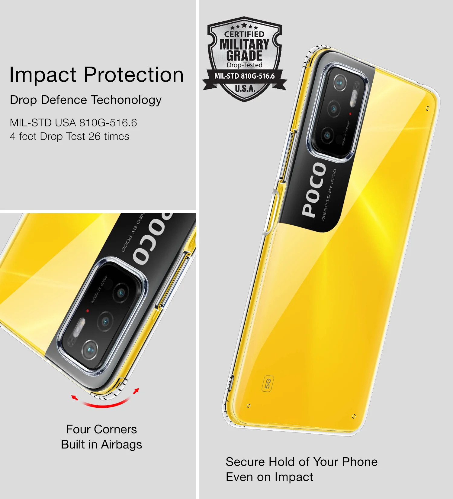 Poco M3 Pro 5G (6.5 inch) Back Cover | Ice Crystal Series, Crystal Clear - Image 3