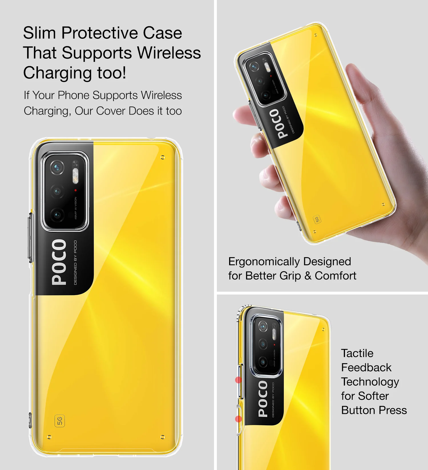 Poco M3 Pro 5G (6.5 inch) Back Cover | Ice Crystal Series, Crystal Clear - Image 5