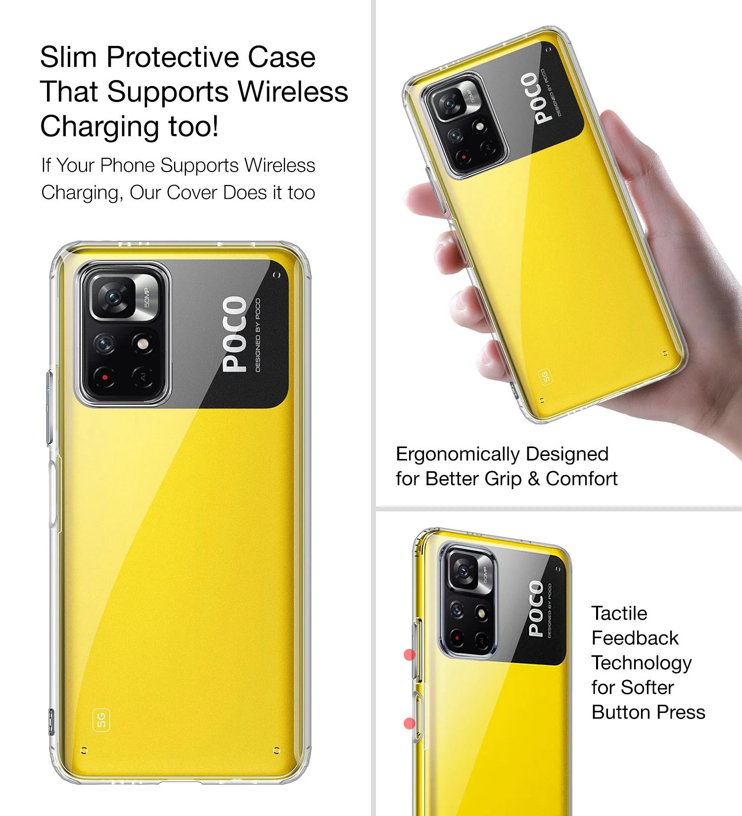 Redmi Note 11T 5G, Poco M4 Pro 5G (6.6 inch) Back Cover | Ice Crystal Series [Anti Yellow], Black Clear - Image 5