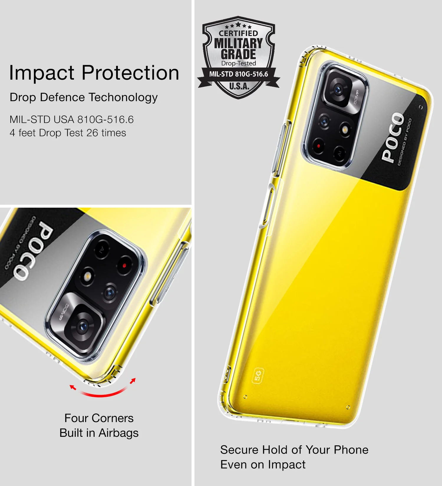 Redmi Note 11T 5G, Poco M4 Pro 5G (6.6 inch) Back Cover | Ice Crystal Series, Crystal Clear - Image 3