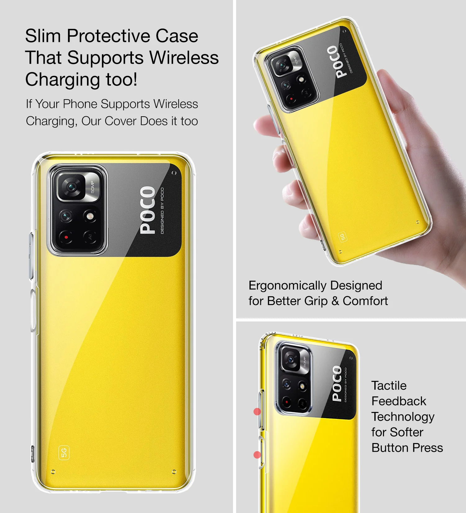 Redmi Note 11T 5G, Poco M4 Pro 5G (6.6 inch) Back Cover | Ice Crystal Series, Crystal Clear - Image 5