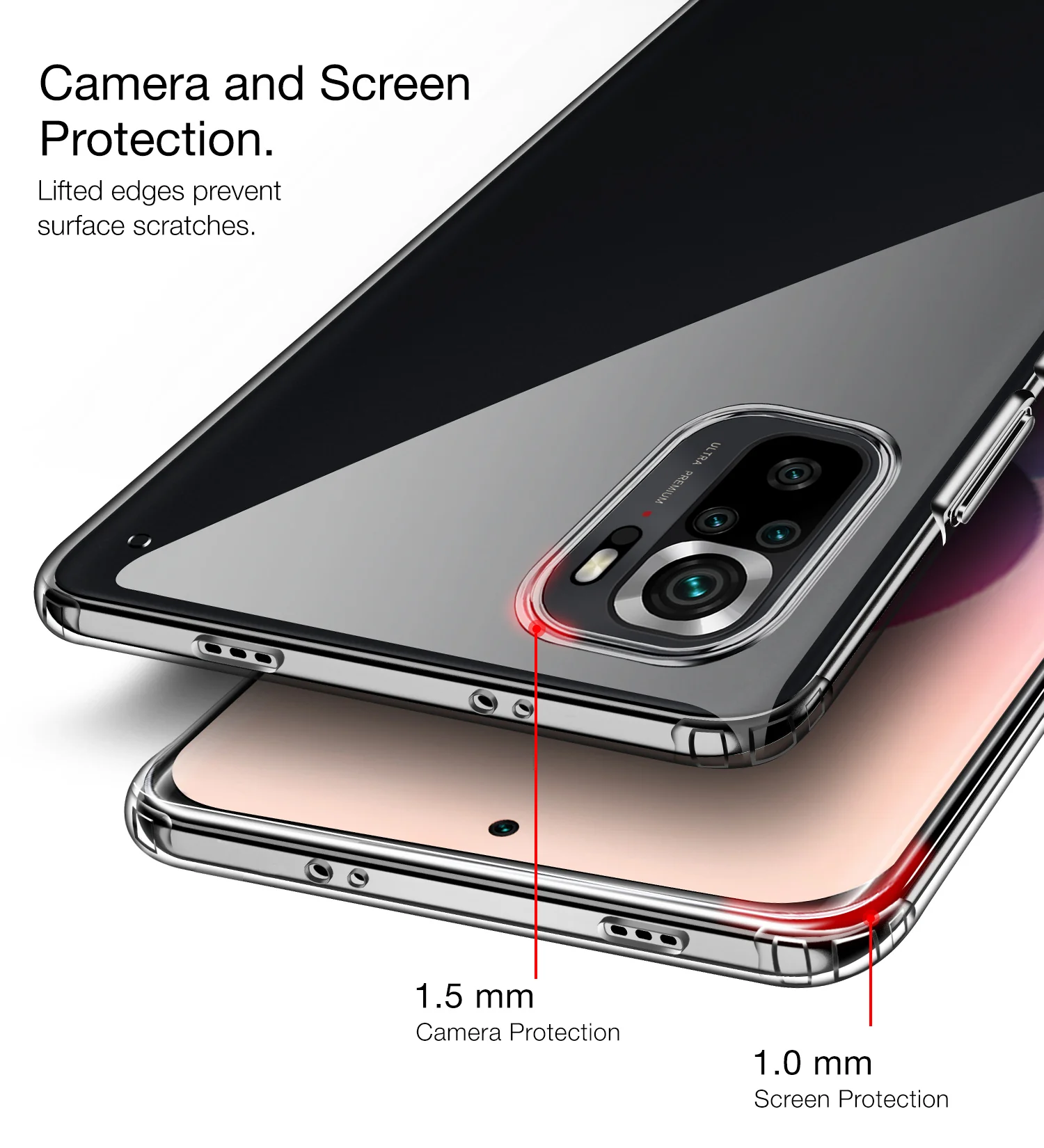 REDMI Note 11 SE, Xiaomi Redmi Note 10, Xiaomi Redmi Note 10S (6.43 inch) Back Cover | Ice Crystal Series [Anti Yellow], Black Clear - Image 4