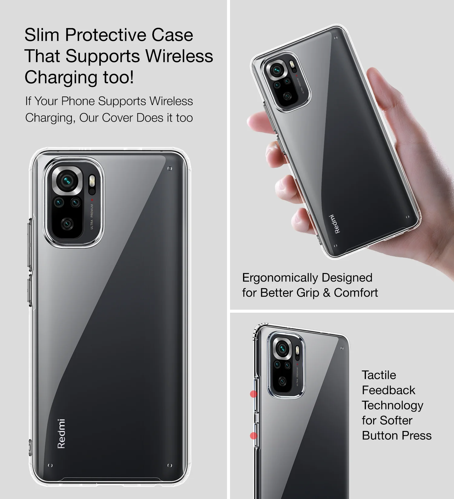 REDMI Note 11 SE, Xiaomi Redmi Note 10, Xiaomi Redmi Note 10S (6.43 inch) Back Cover | Ice Crystal Series, Crystal Clear - Image 5