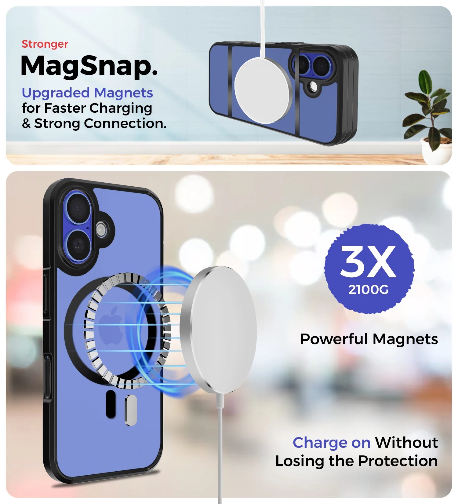 Apple iPhone 16 (6.1 inch) Back Cover | Ice Crystal MagSnap Series [Anti Yellow], (Transparent Black) - Image 5