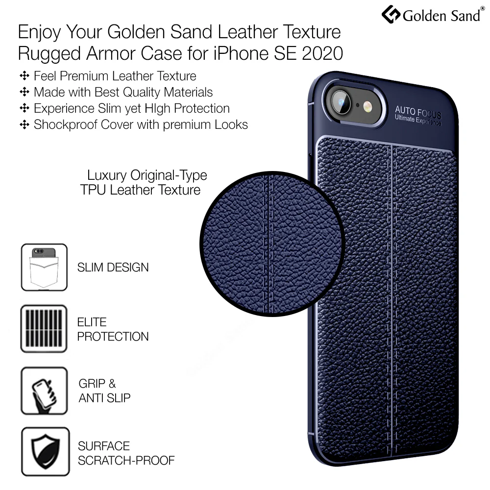 Apple iPhone SE 3, Apple iPhone 7,8, SE 2020 (4.7 inch) Back Cover | Vegan Leather Series, Blue - Image 2