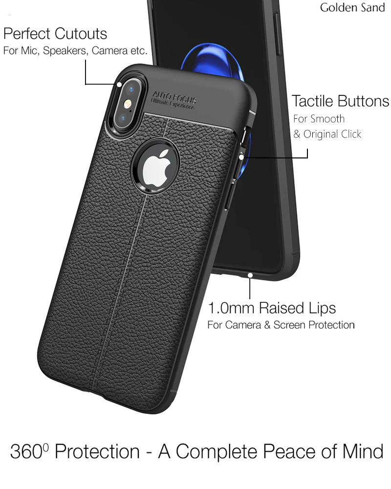 Apple iPhone X, XS (5.8 inch) Back Cover | Vegan Leather Series, Black - Image 2