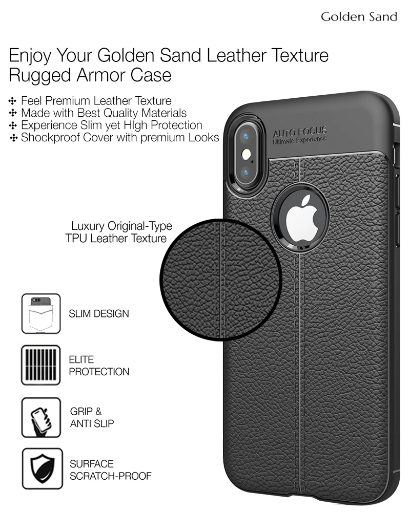 Apple iPhone X, XS (5.8 inch) Back Cover | Vegan Leather Series, Black - Image 5