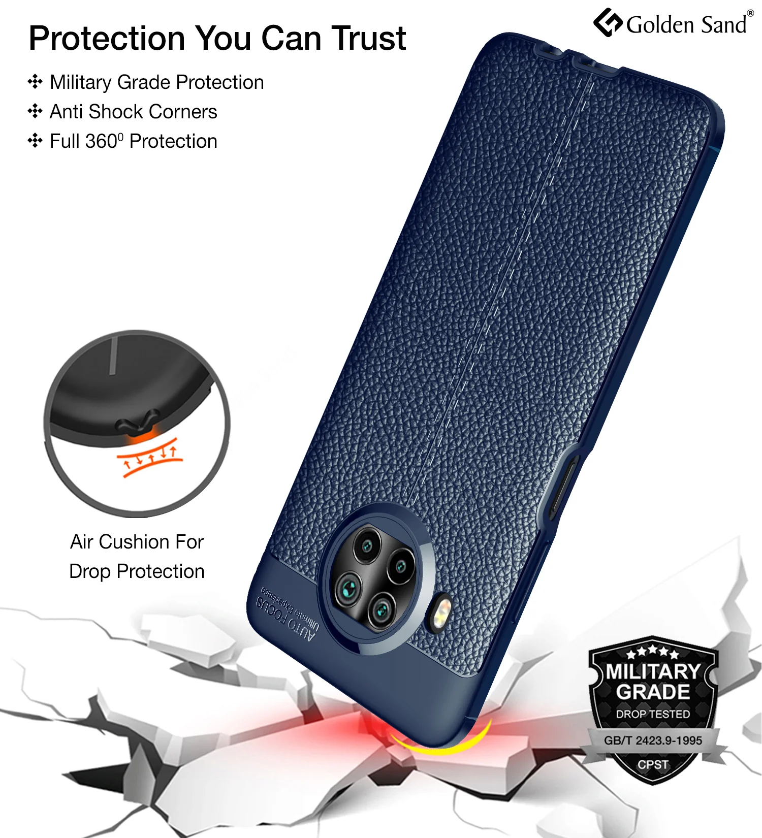 Mi 10i 5G (6.67 inch) Back Cover | Vegan Leather Series, Atlantic Blue - Image 4