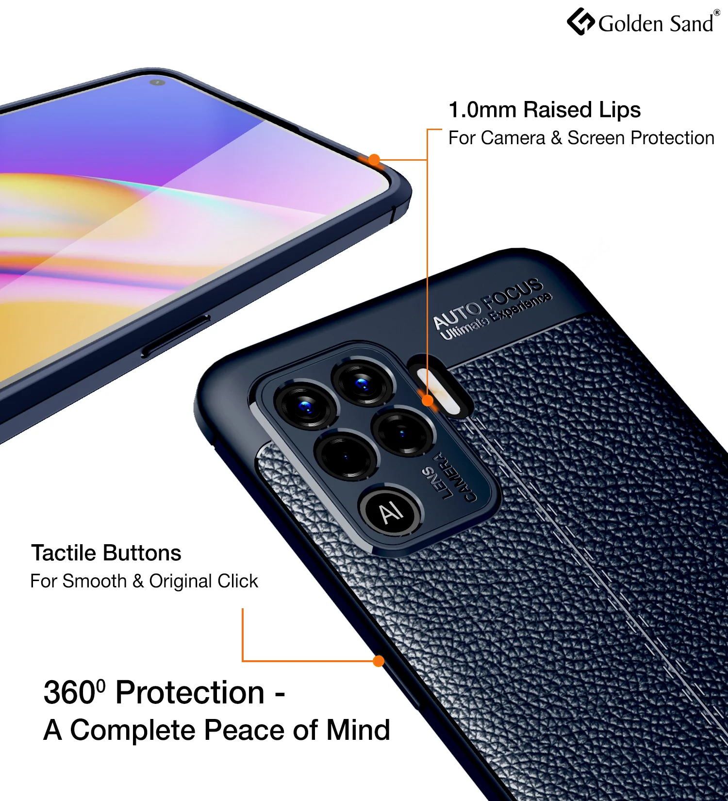 Oppo F19 Pro (6.43 inch) Back Cover | Vegan Leather Series, Cosmo Blue - Image 4