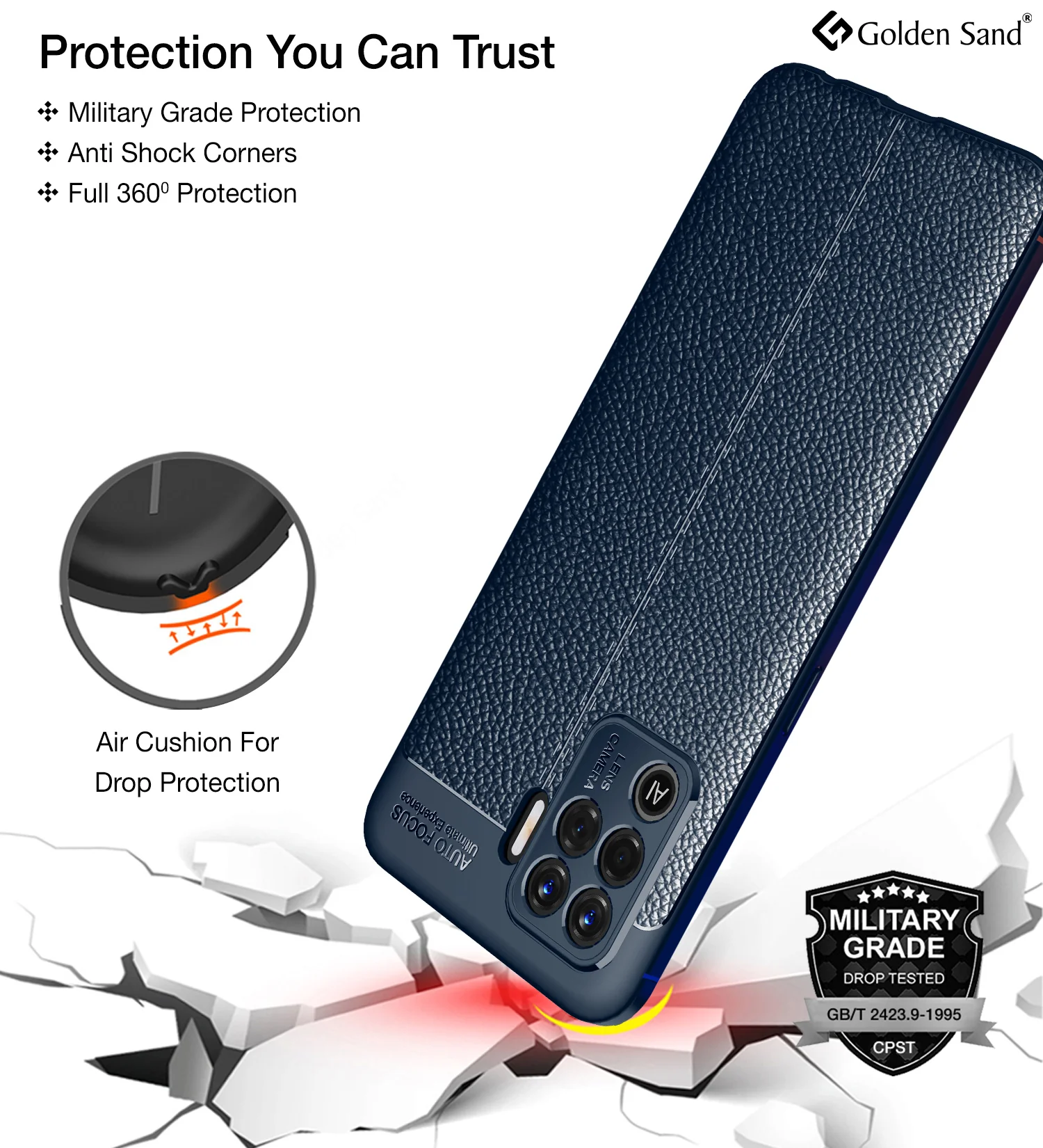 Oppo F19 Pro (6.43 inch) Back Cover | Vegan Leather Series, Cosmo Blue - Image 5