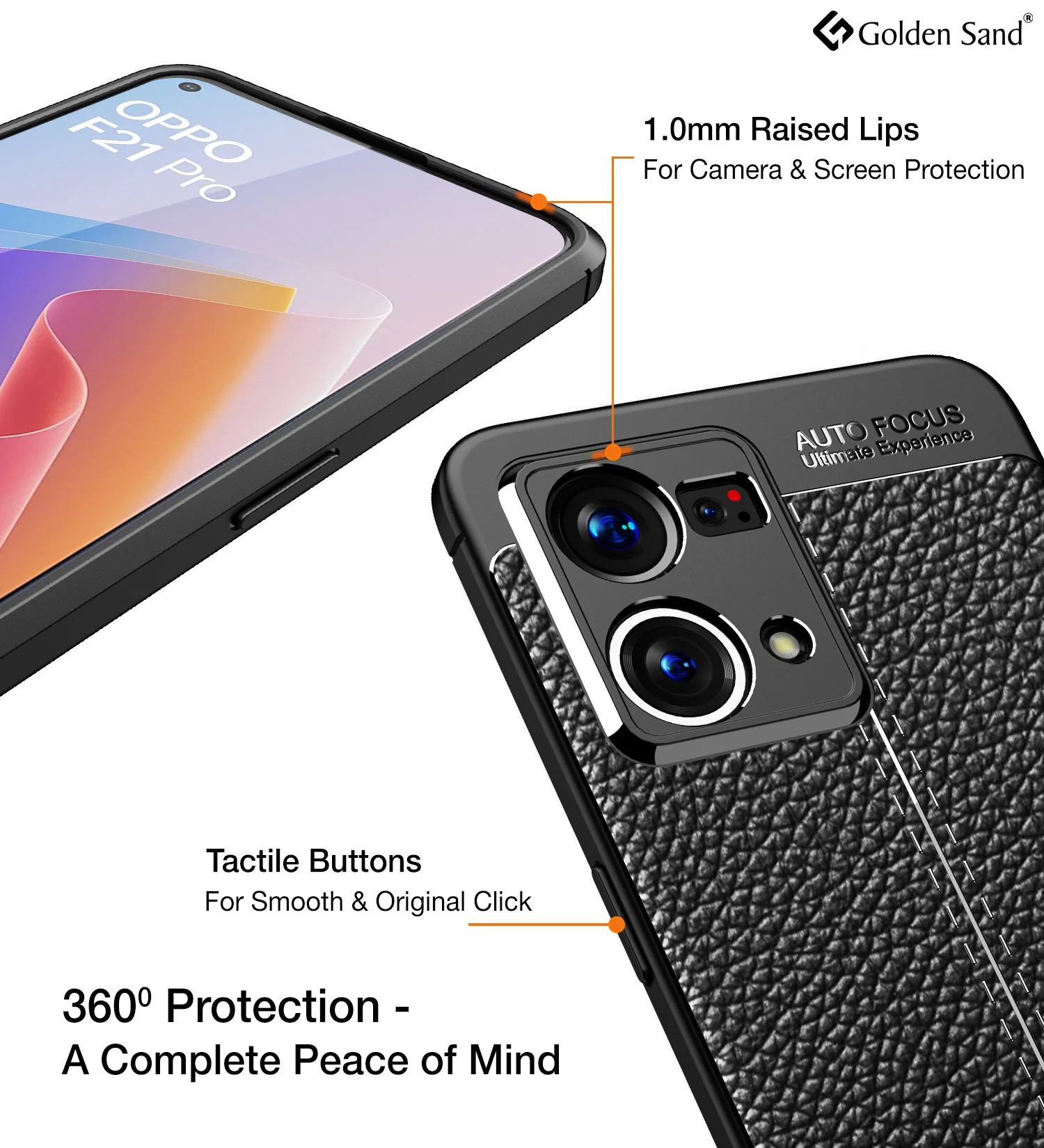 Oppo F21s Pro 4G, Oppo F21 Pro 4G (6.43 inch) Back Cover | Vegan Leather Series, Black - Image 3