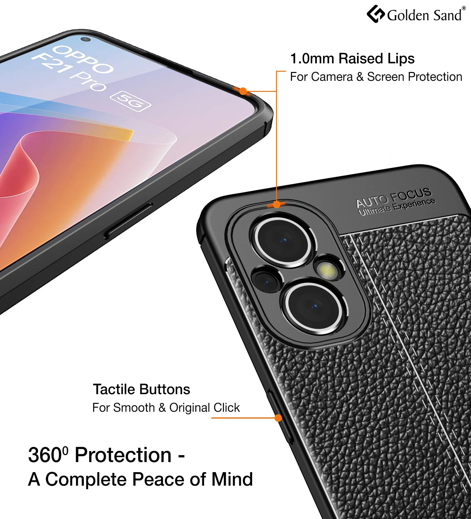 Oppo F21s Pro 5G, Oppo F21 Pro 5G (6.43 inch) Back Cover | Vegan Leather Series, Black - Image 3