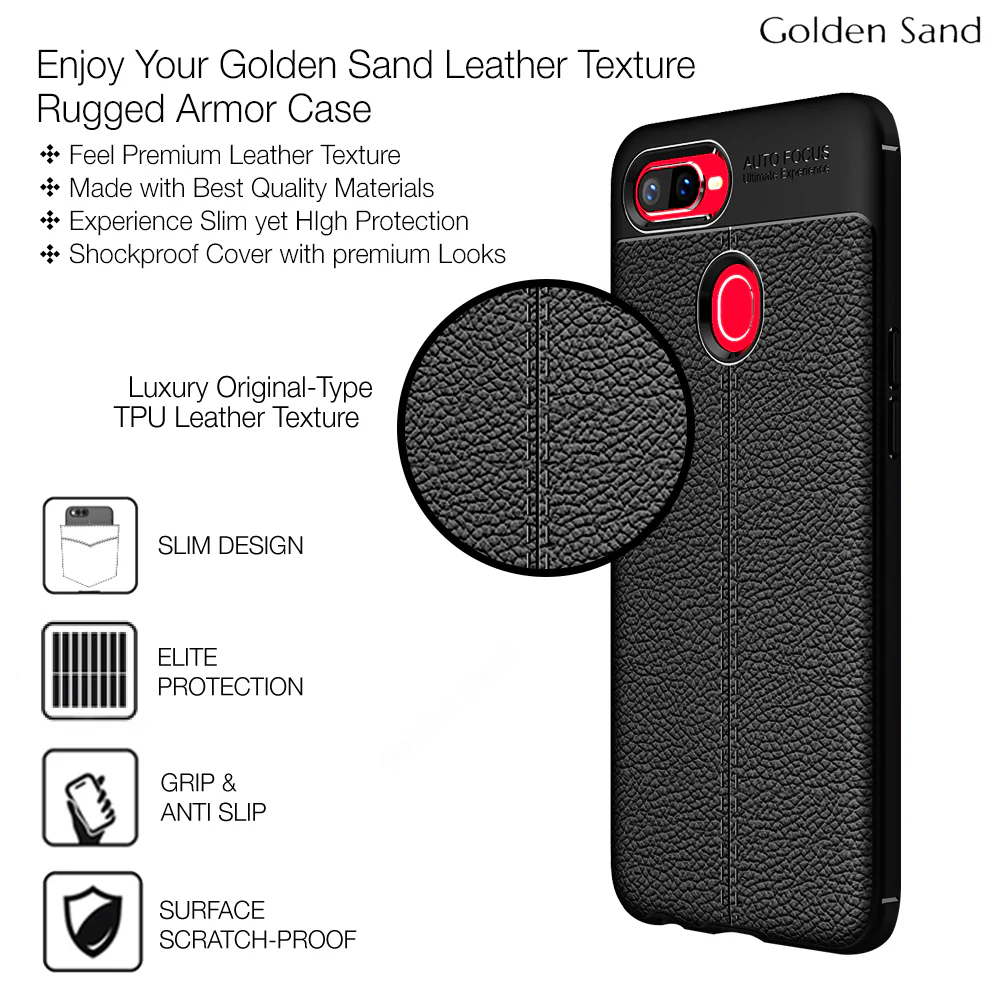 Oppo F9 Pro (6.3 inch) Back Cover | Vegan Leather Series, Black - Image 2