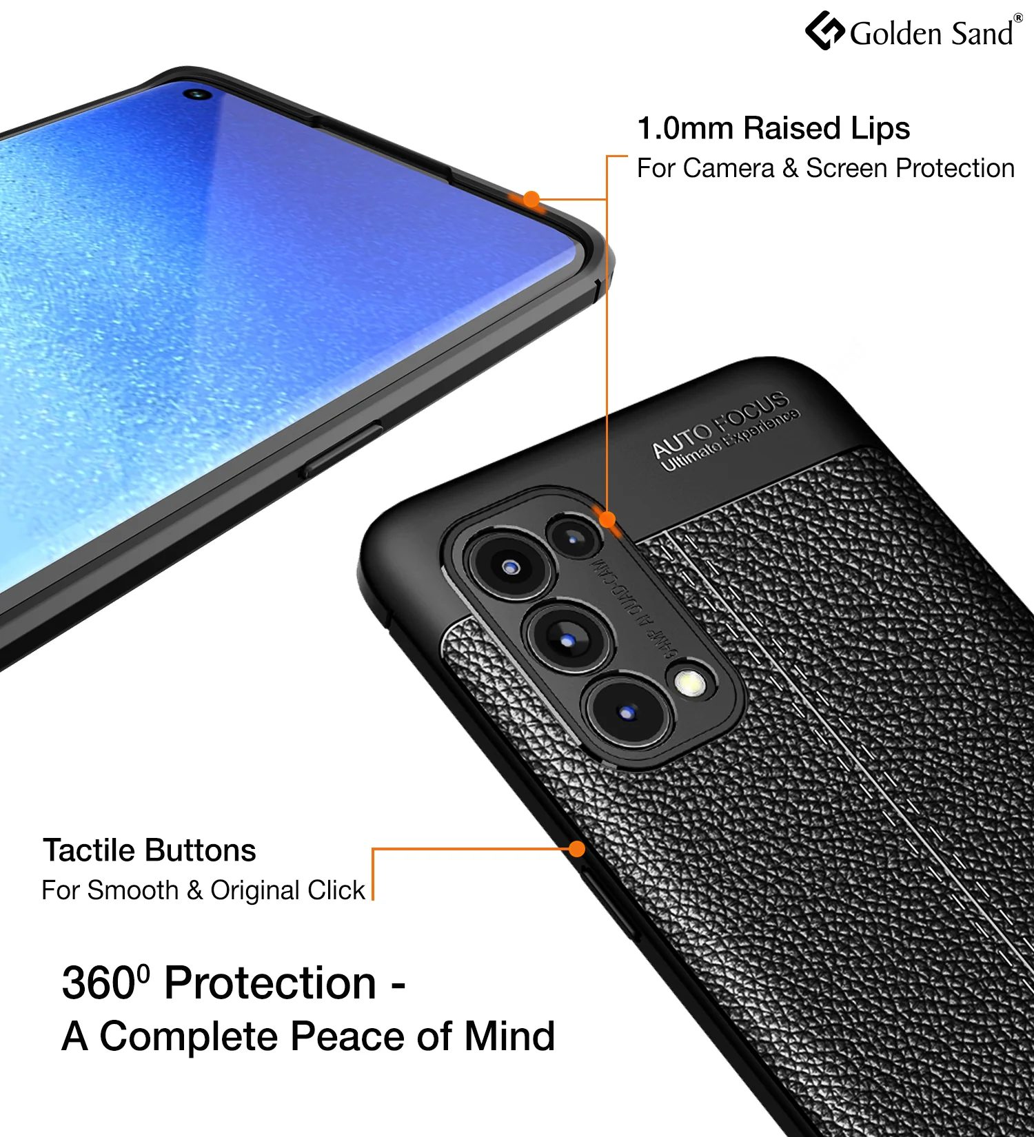 Oppo Reno 5 Pro 5G (6.55 inch) Back Cover | Vegan Leather Series, Starry Black - Image 3