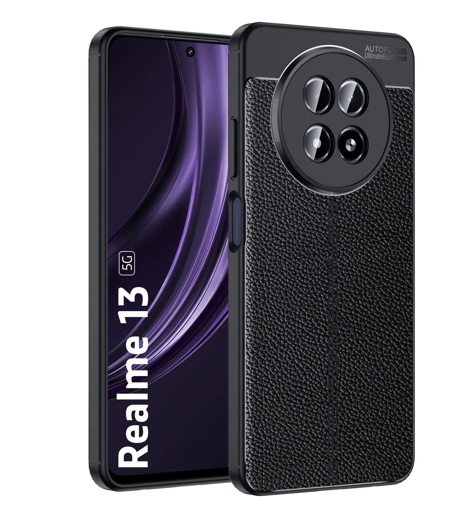 Realme 13 5G, realme 12 / realme 12x, Realme C65 / Realme N65, Narzo 70x 5G (6.72 inch) Back Cover | Vegan Leather Series, Black