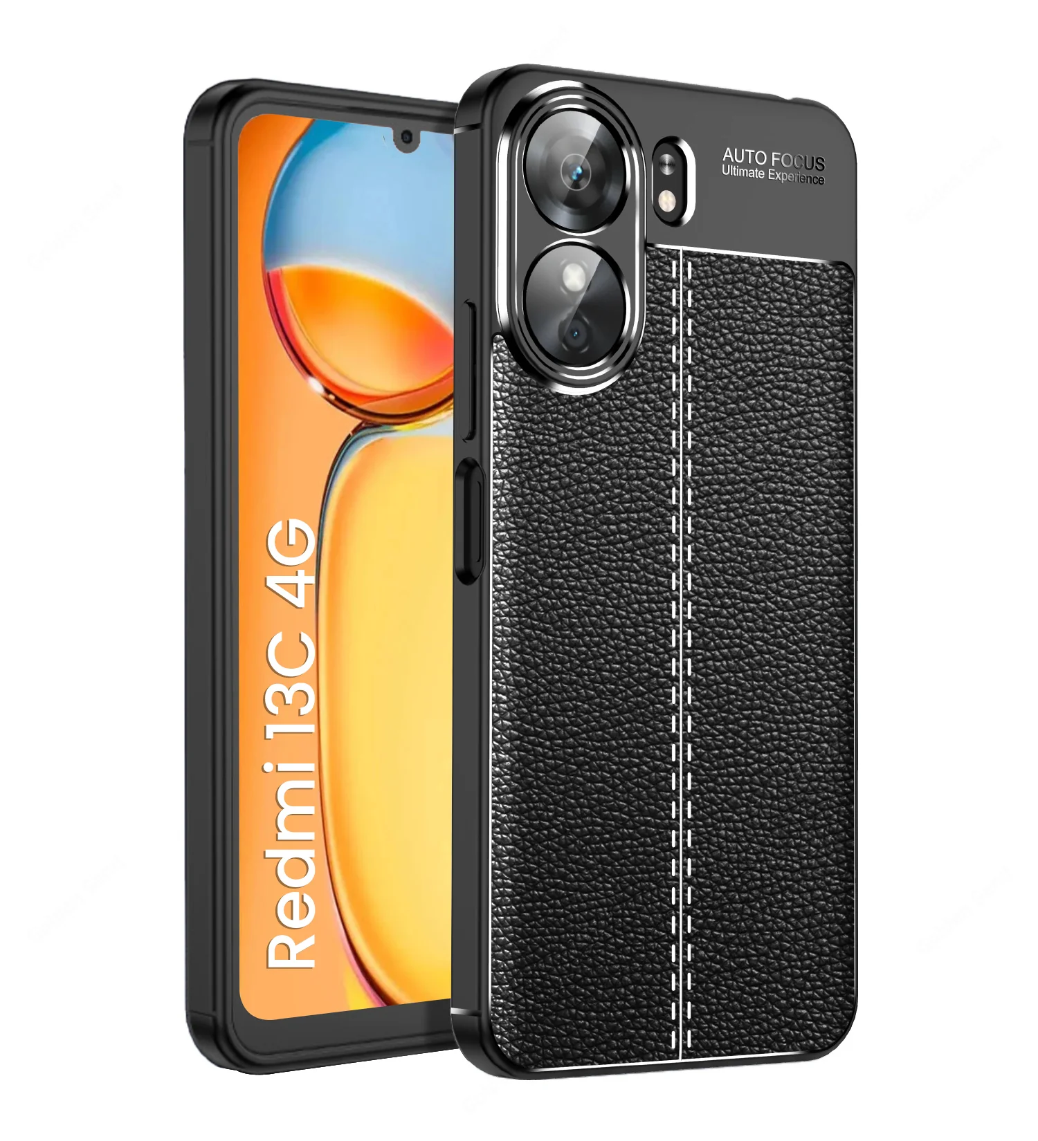 Redmi 13C 4G/ 5G, Poco M6 5G, Poco C65 4G (6.74 inch) Back Cover | Vegan Leather Series, Black