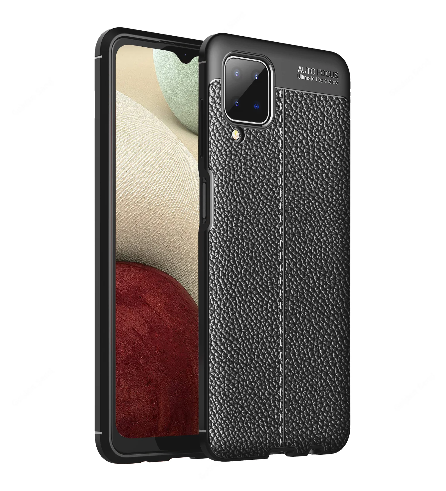 Samsung Galaxy A12, Samsung Galaxy M12, Samsung Galaxy F12 (6.5 inch) Back Cover | Vegan Leather Series, Black