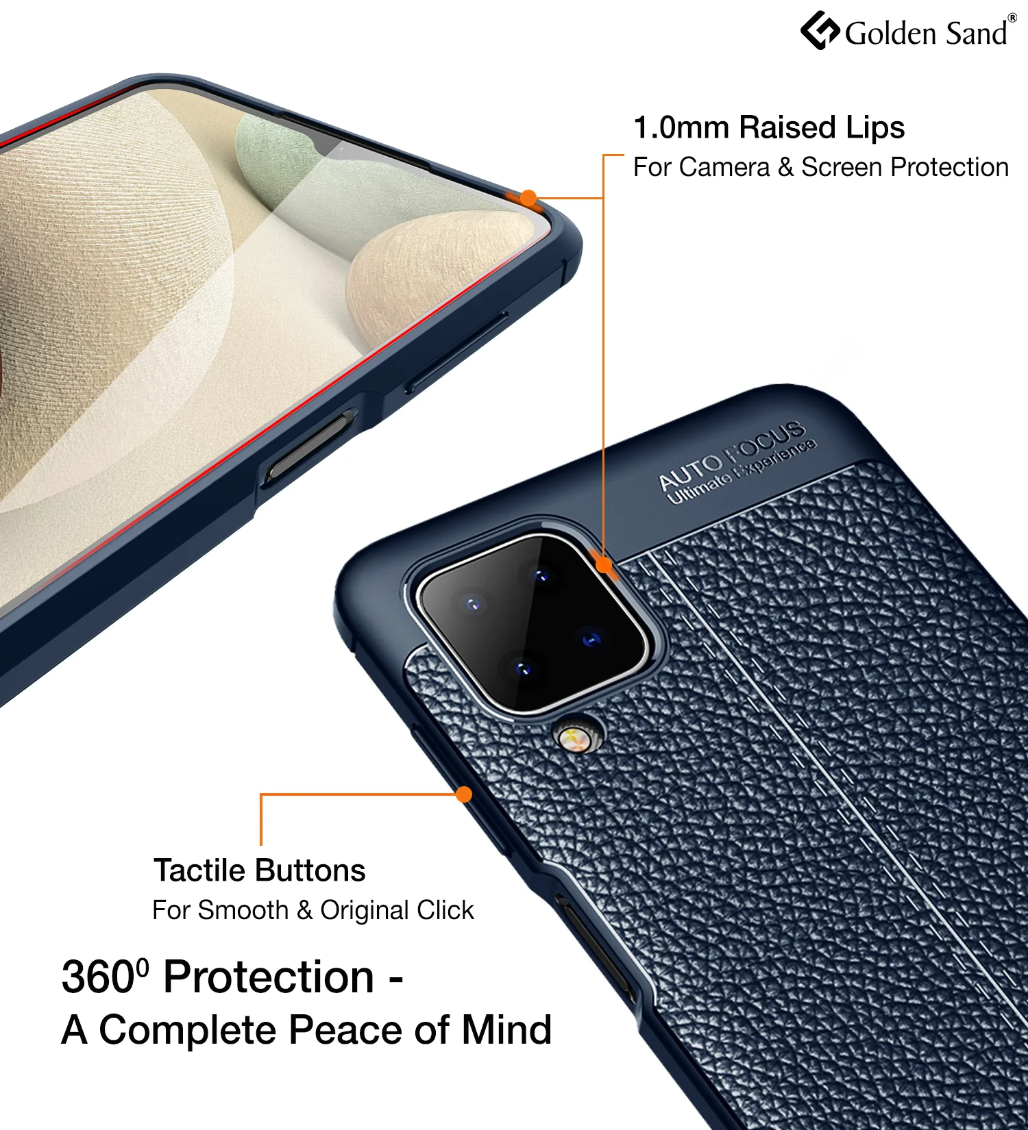 Samsung Galaxy A12, Samsung Galaxy M12, Samsung Galaxy F12 (6.5 inch) Back Cover | Vegan Leather Series, Blue - Image 3