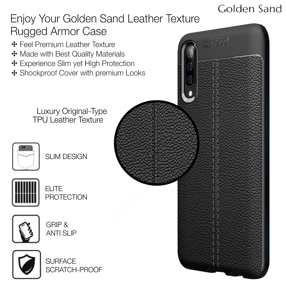 Samsung Galaxy A70, Samsung Galaxy A70s (6.7 inch) Back Cover | Vegan Leather Series, Black - Image 2