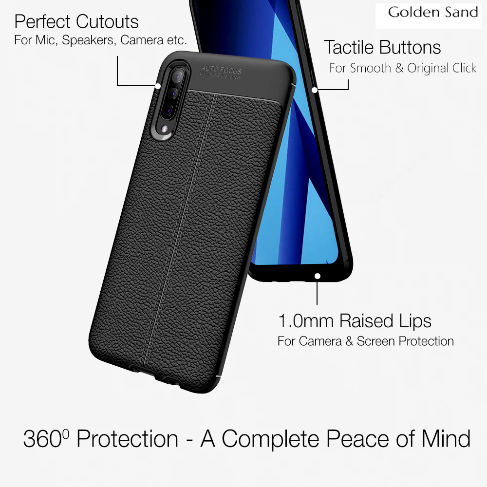 Samsung Galaxy A70, Samsung Galaxy A70s (6.7 inch) Back Cover | Vegan Leather Series, Black - Image 3