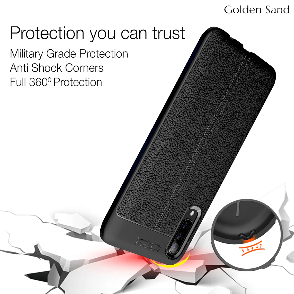 Samsung Galaxy A70, Samsung Galaxy A70s (6.7 inch) Back Cover | Vegan Leather Series, Black - Image 4