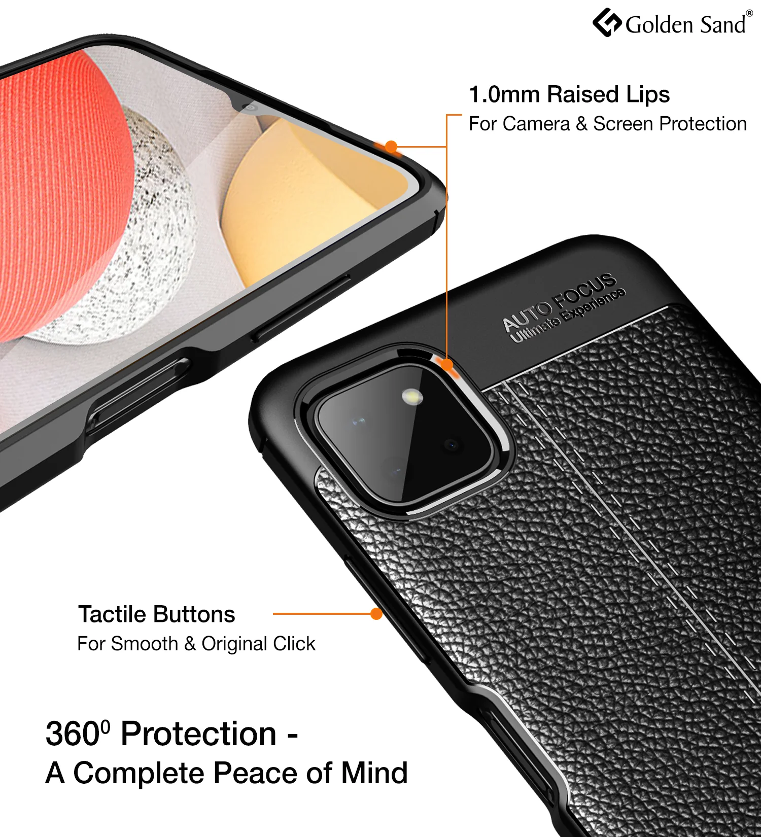 Samsung Galaxy A22 5G, Samsung Galaxy F42 5G (6.6 inch) Back Cover | Vegan Leather Series, Black - Image 4