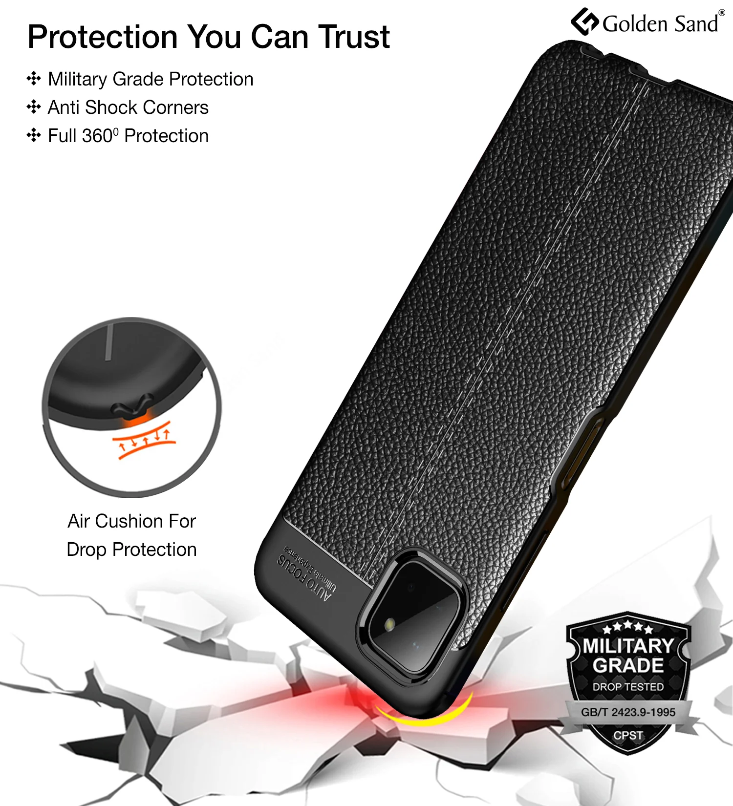 Samsung Galaxy A22 5G, Samsung Galaxy F42 5G (6.6 inch) Back Cover | Vegan Leather Series, Black - Image 5
