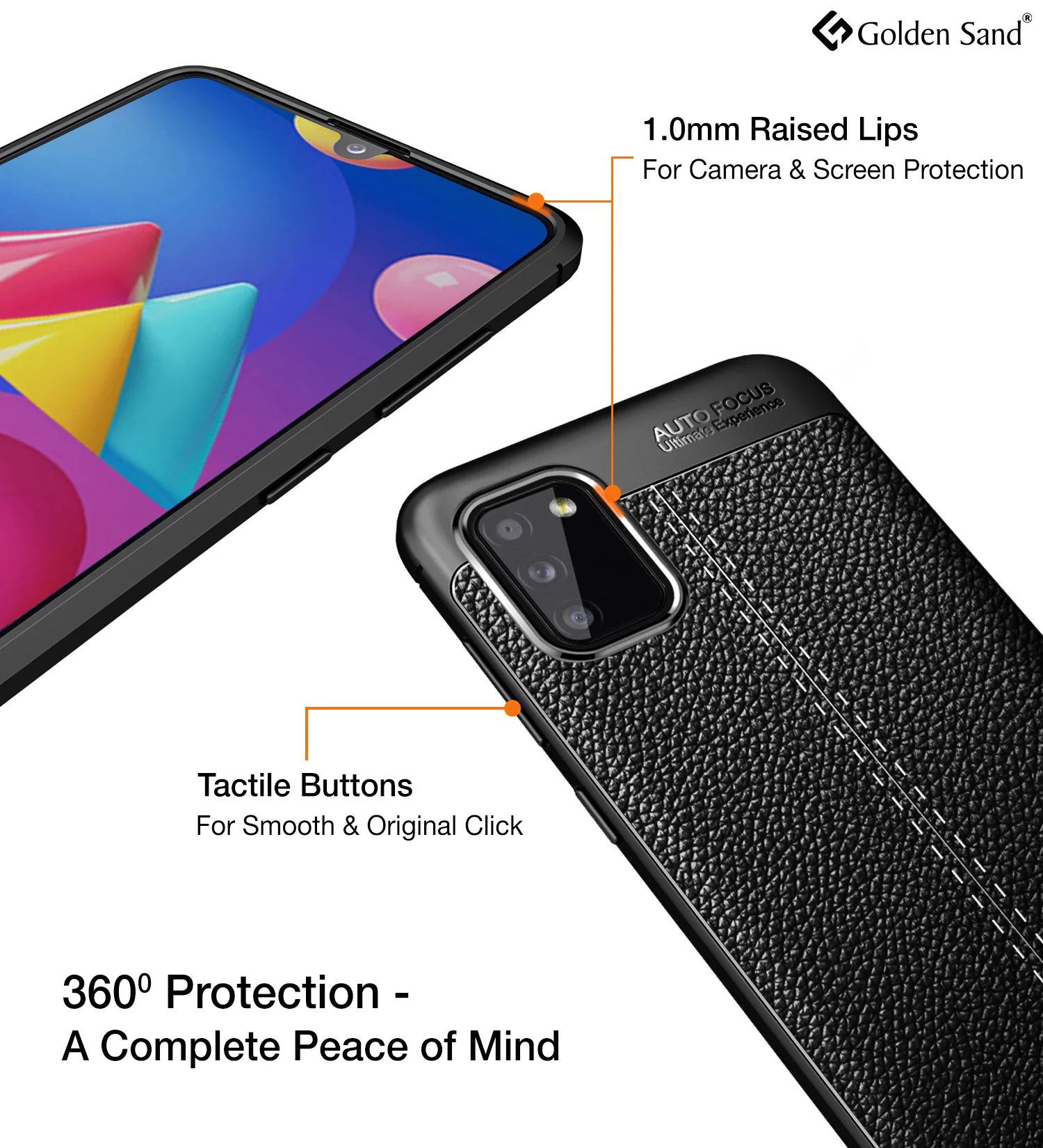 Samsung Galaxy M02s, Samsung Galaxy F02s (6.5 inch) Back Cover | Vegan Leather Series, Black - Image 3