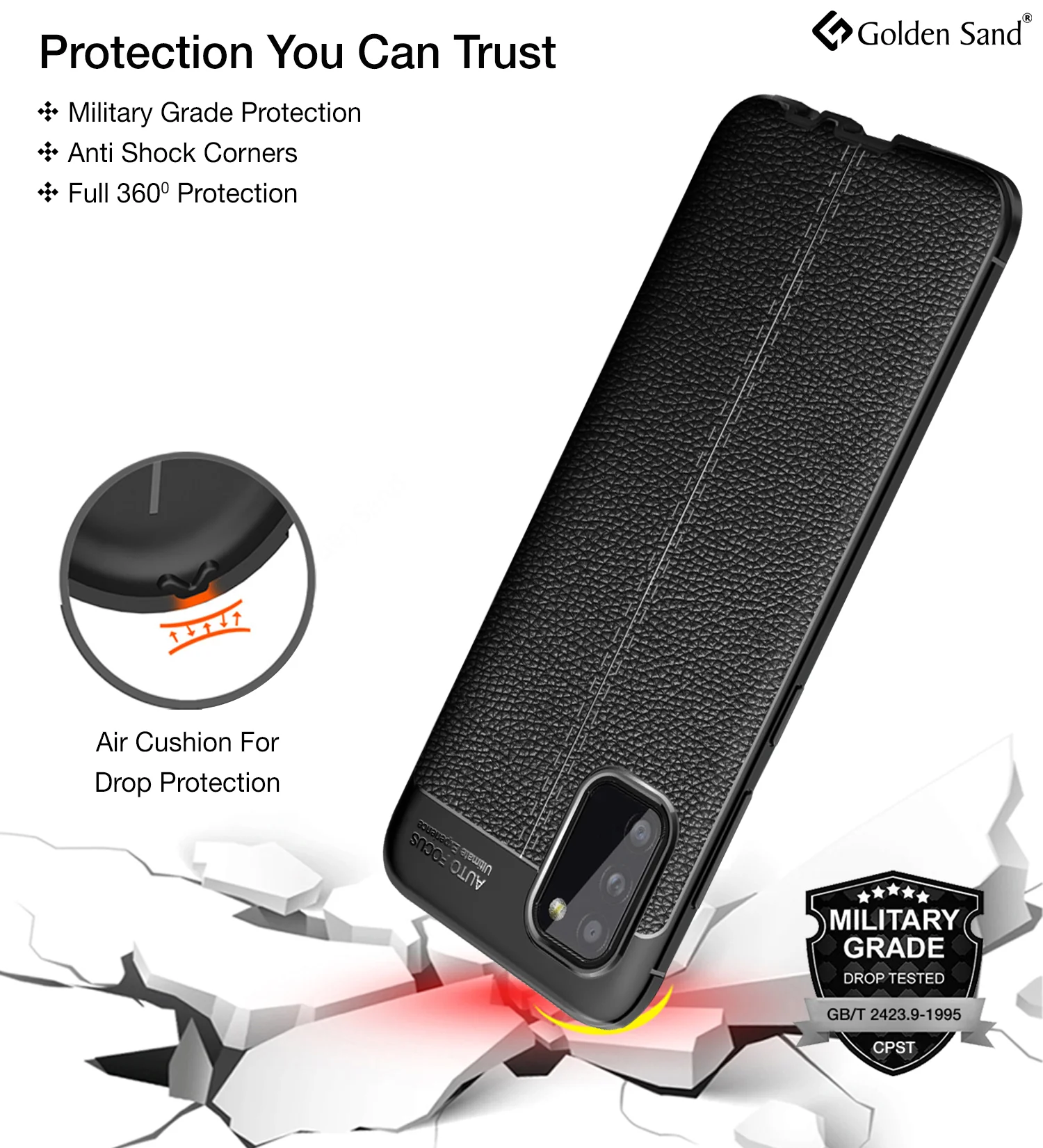 Samsung Galaxy M02s, Samsung Galaxy F02s (6.5 inch) Back Cover | Vegan Leather Series, Black - Image 4