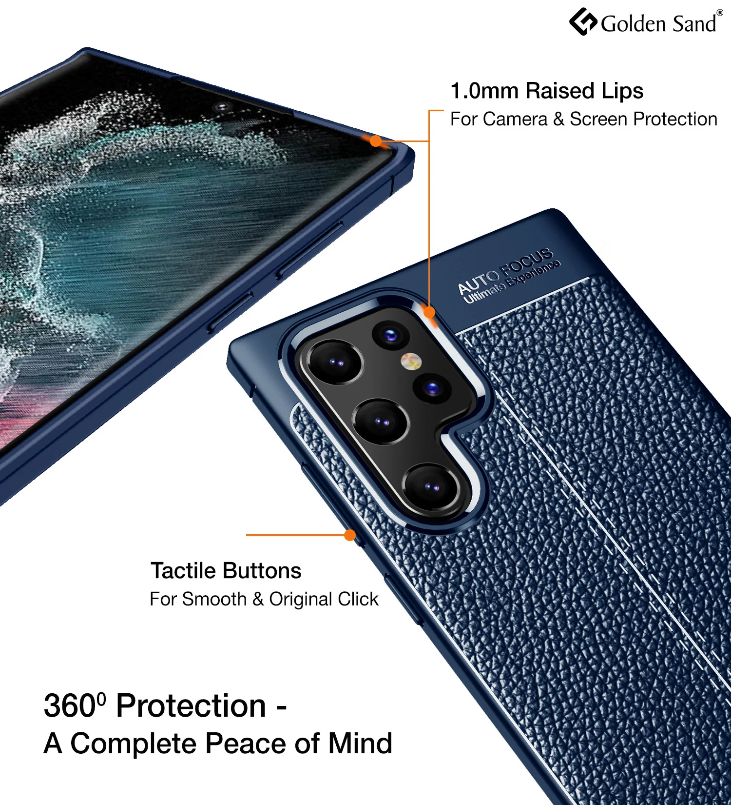 Samsung Galaxy S22 Ultra 5G (6.8 inch) Back Cover | Vegan Leather Series, Blue - Image 3