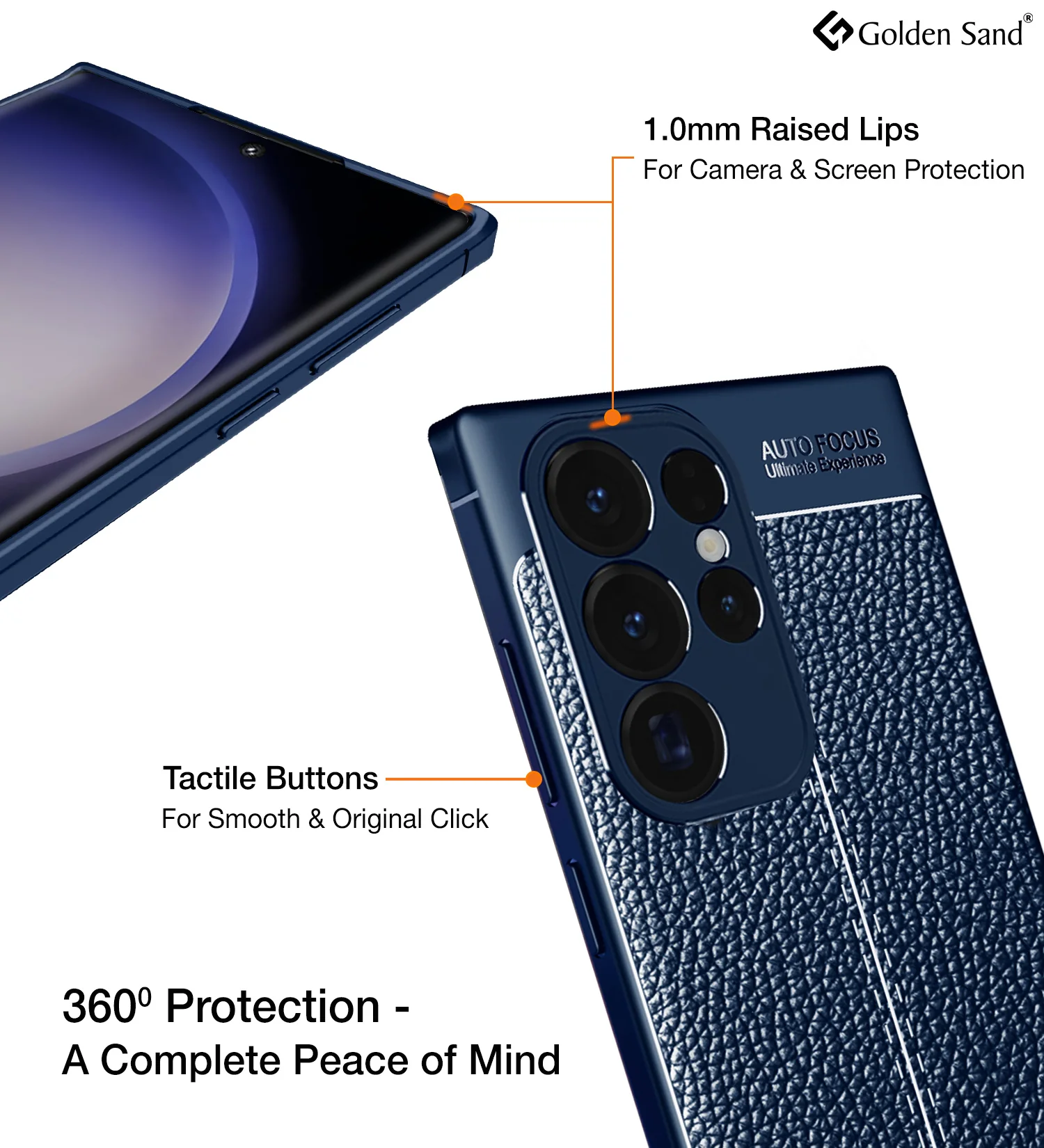 Samsung Galaxy S23 Ultra 5G (6.8 inch) Back Cover | Vegan Leather Series, Blue - Image 3
