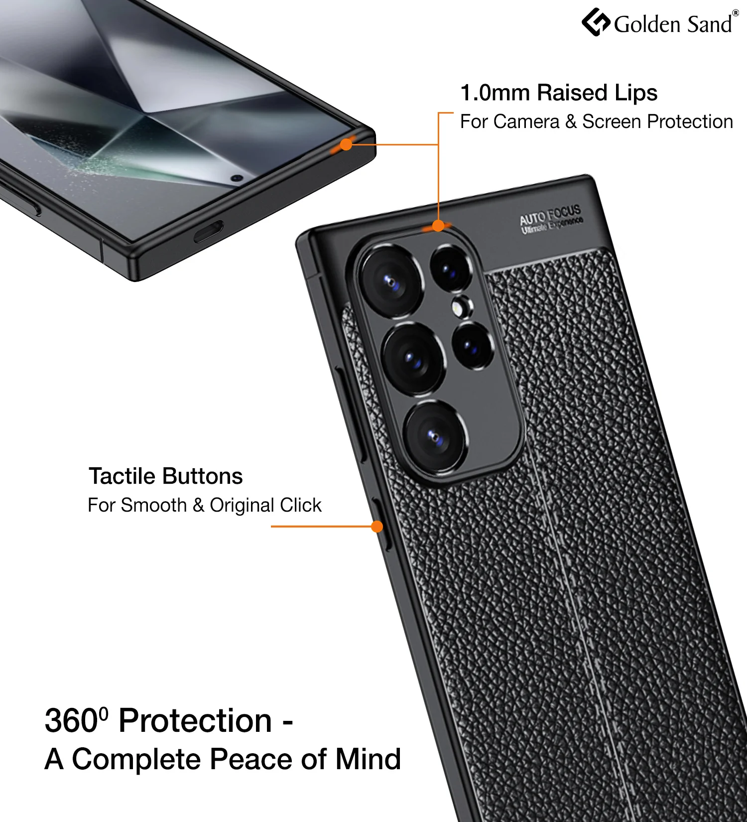 Samsung Galaxy S24 Ultra 5G (6.8 inch) Back Cover | Vegan Leather Series, Black - Image 4