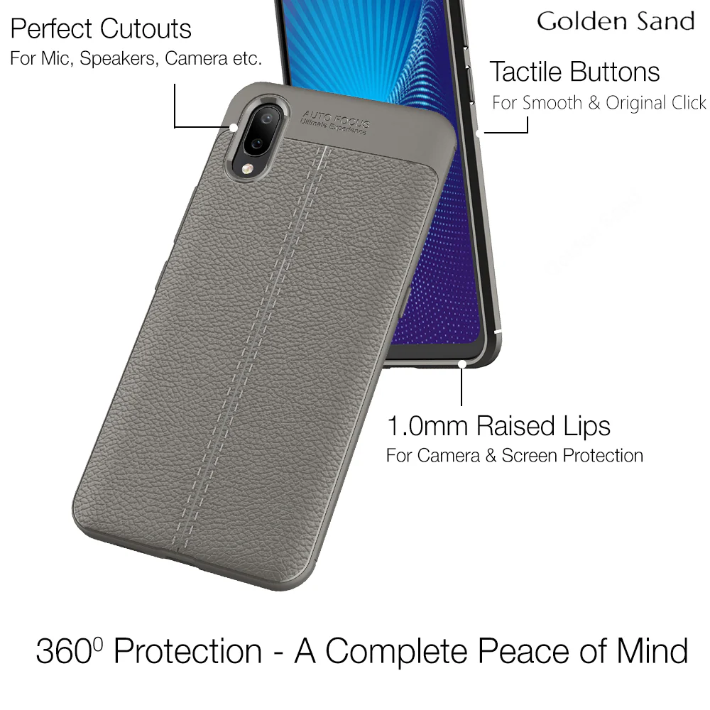 Vivo Nex (6.59 inch) Back Cover | Vegan Leather Series, Grey - Image 2