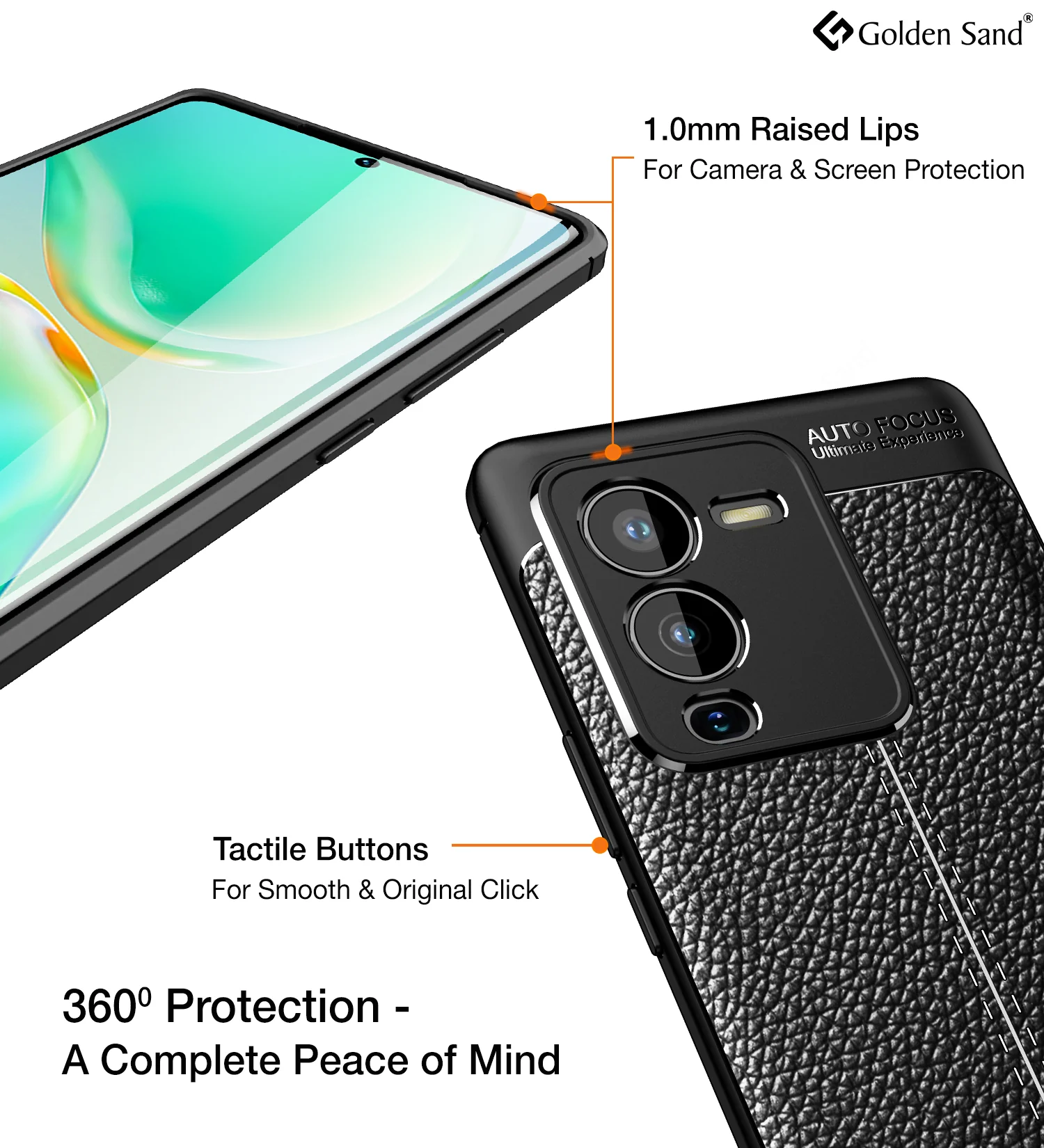 Vivo V25 Pro 5G (6.56 inch) Back Cover | Vegan Leather Series, Black - Image 3